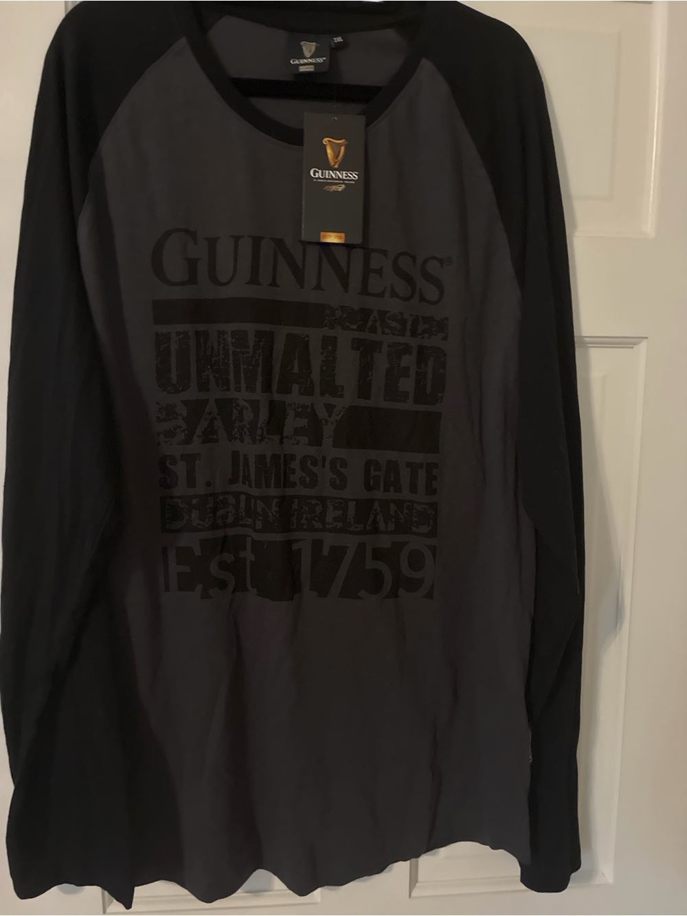Guinness Black & Charcoal Long Sleeve Raglan Tee